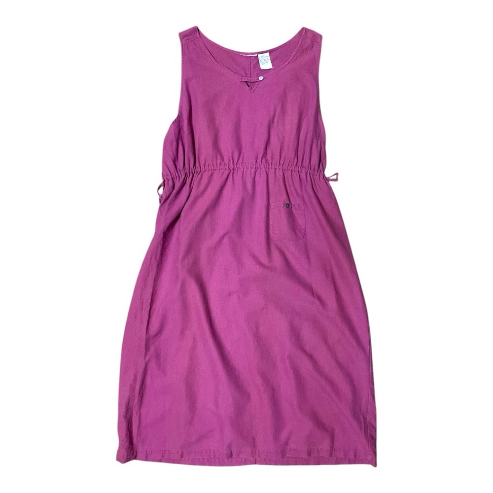 πβ Womenβs Pink Linen Maxi Dress Sz 2X Adjustable Waist Pockets Lightweight - Picture 4 of 9